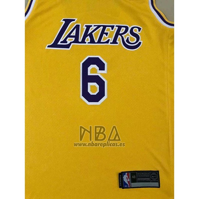 Camiseta Los Angeles Lakers LeBron James NO 6 Icon 2021-22 Amarillo